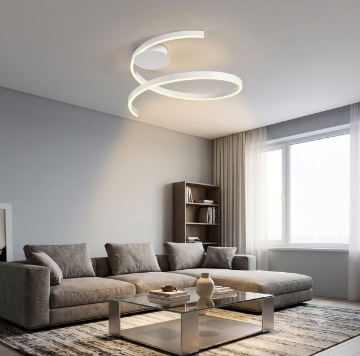 Immagine di Plafoniera Bianca Nastro Curvo Led 38w CCT Dimmer Redo Scroll
