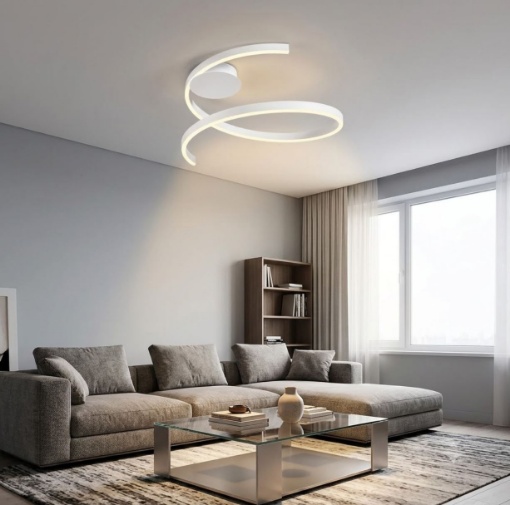 Immagine di Plafoniera Bianca Nastro Curvo Led 38w CCT Dimmer Redo Scroll