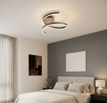 Immagine di Lampada Led da Soffitto Scroll Nero Spirale 27w CCT Dimmer Scroll Redo