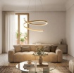 Immagine di Lampadario Led Scroll Oro Bronzo Led CCT 46w Dimmerabile Redo