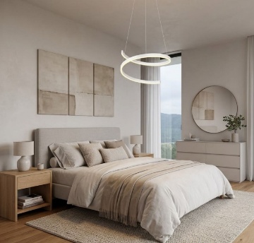 Immagine di Sospensione Curva Bianca Scroll Led Dimmer 38w CCT Redo
