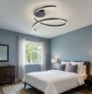 Immagine di Plafoniera Salotto Nera Scroll Grande Spirale Led 38w CCT Dimmer Redo